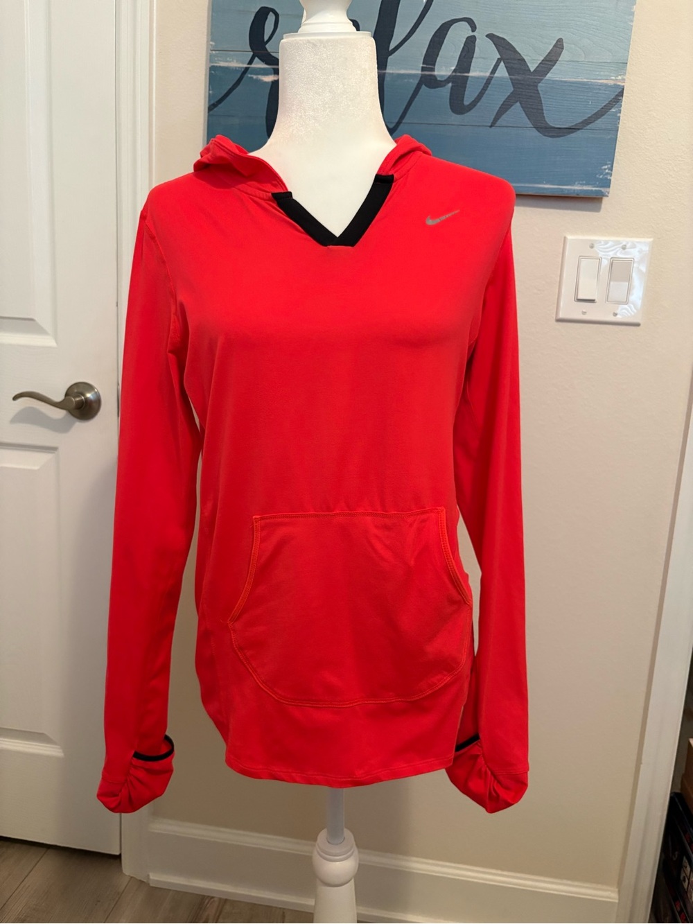 Nike Women's Bright Coral Hooded Long-Sleeve Pullover